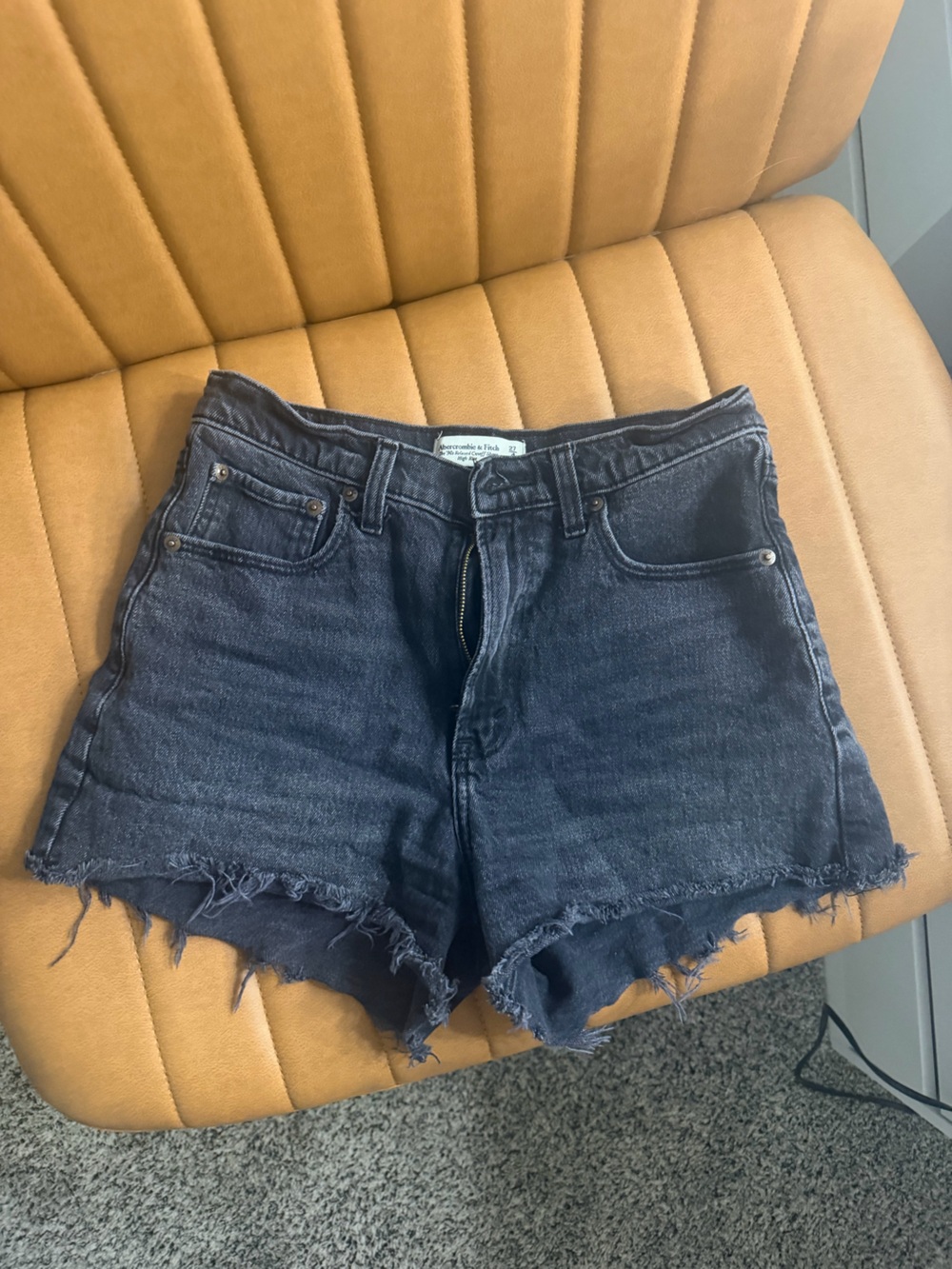 Abercrombie and fitch Black High-Rise Frayed Hem Denim Shorts